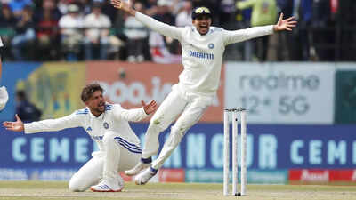 Kuldeep Yadav in action, potential inclusion for the second test.