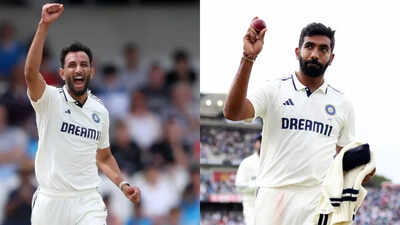 Prasidh Krishna and Jasprit Bumrah discuss strategy on the field